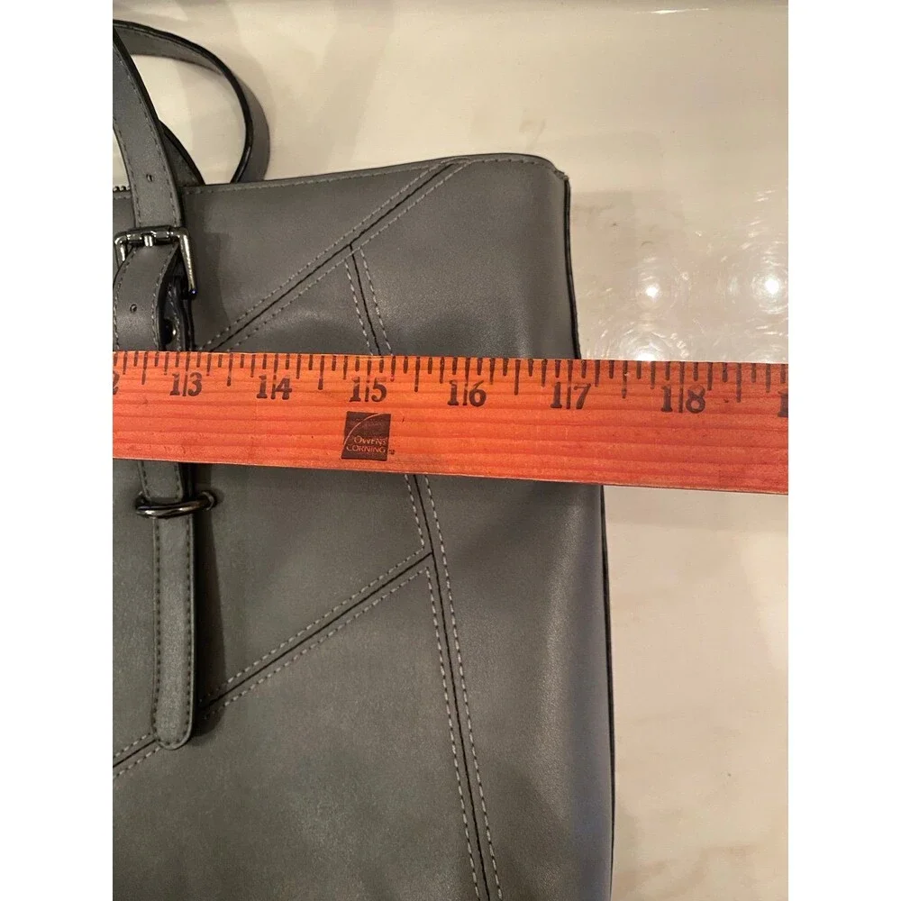 Dark Grey Laptop Work Bag w/ Adj. Straps Beautiful Stitching & Loads of Room